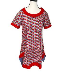 Kali Yog Butterfly Tunic 100% Cotton Red Colorful Women’s Size XXL Retro Boho